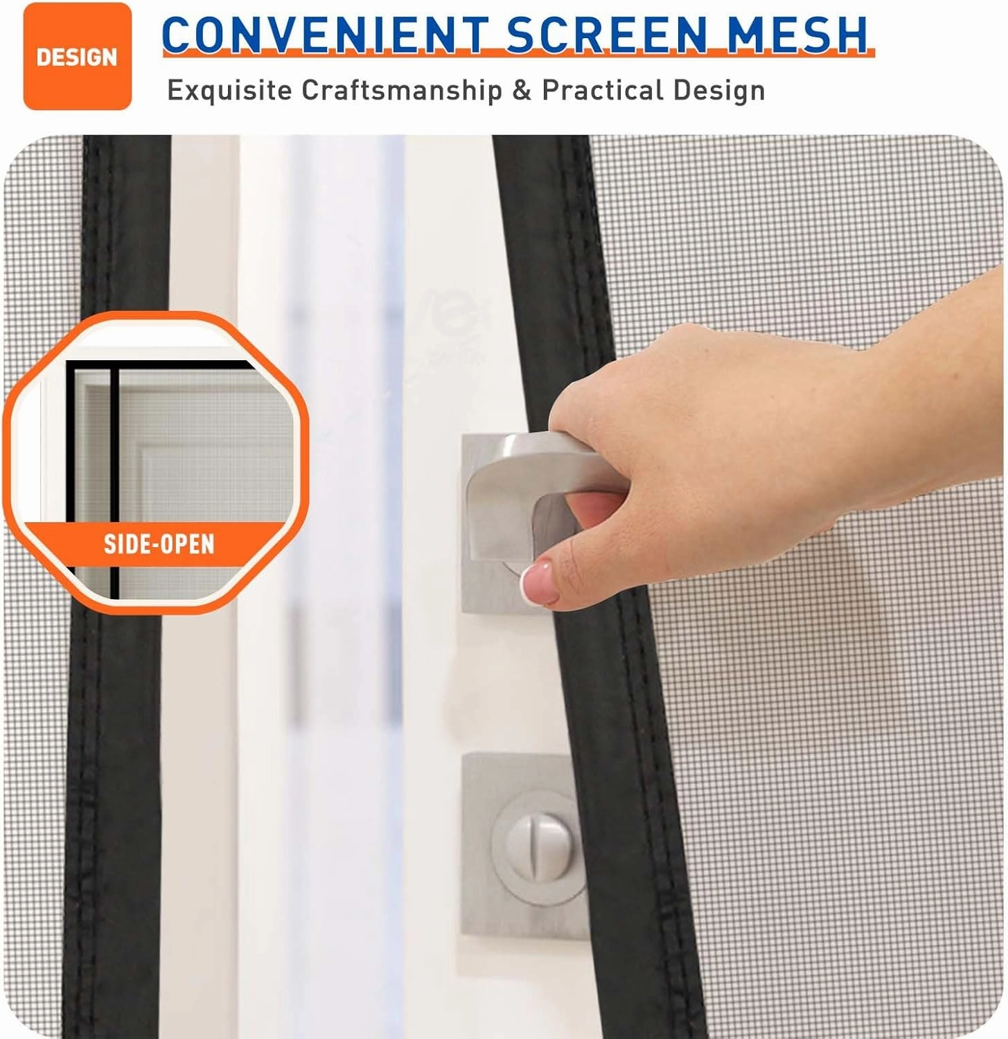 MAGZO Magnetic Screen Door Side Opening, Fits Door Size 32 x 80 Inch, Actual Mesh Size 34" x 81", Fiberglass Net Screen with Strong Magnet for Doorway, Gray