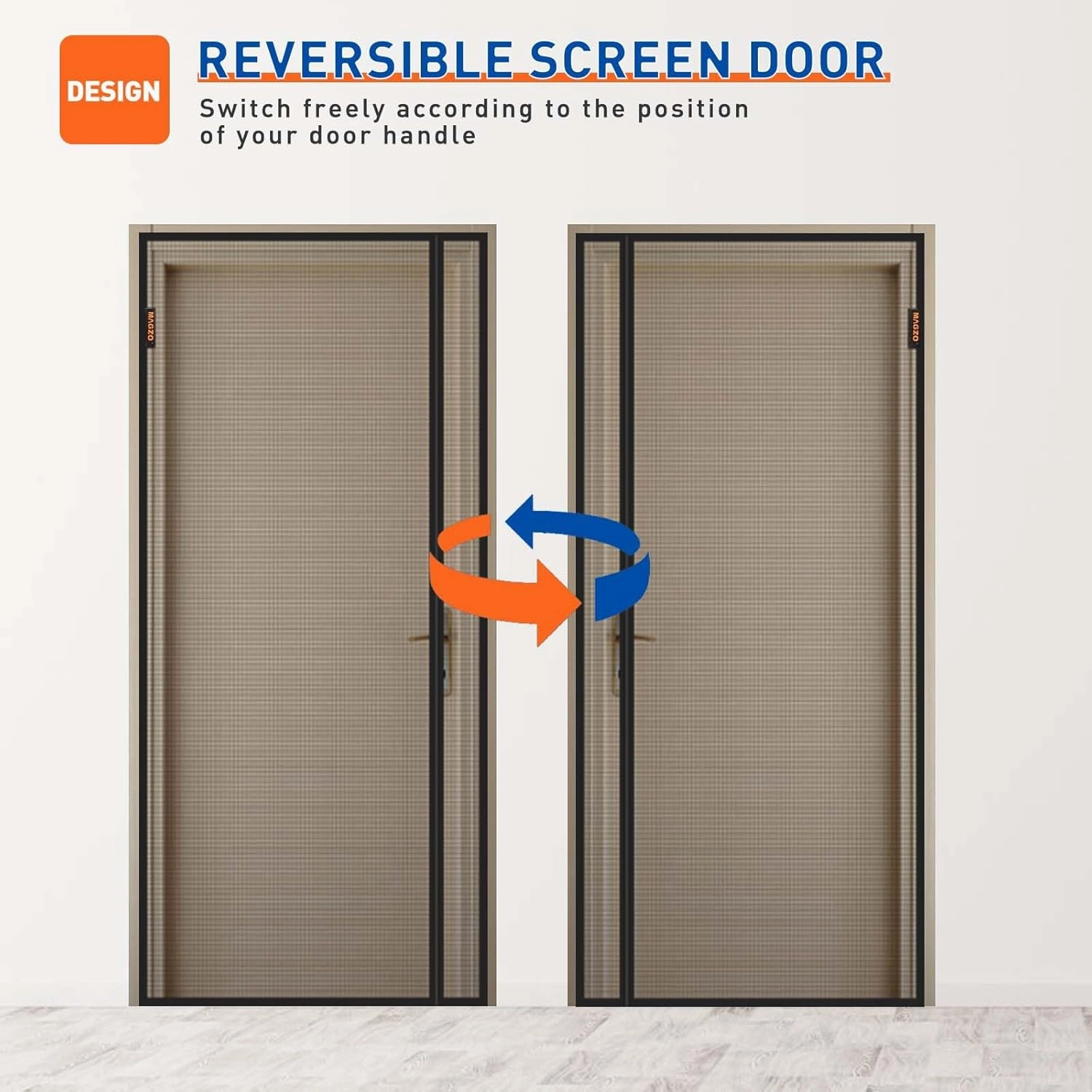 MAGZO Magnetic Screen Door Side Opening, Fits Door Size 32 x 80 Inch, Actual Mesh Size 34" x 81", Fiberglass Net Screen with Strong Magnet for Doorway, Gray