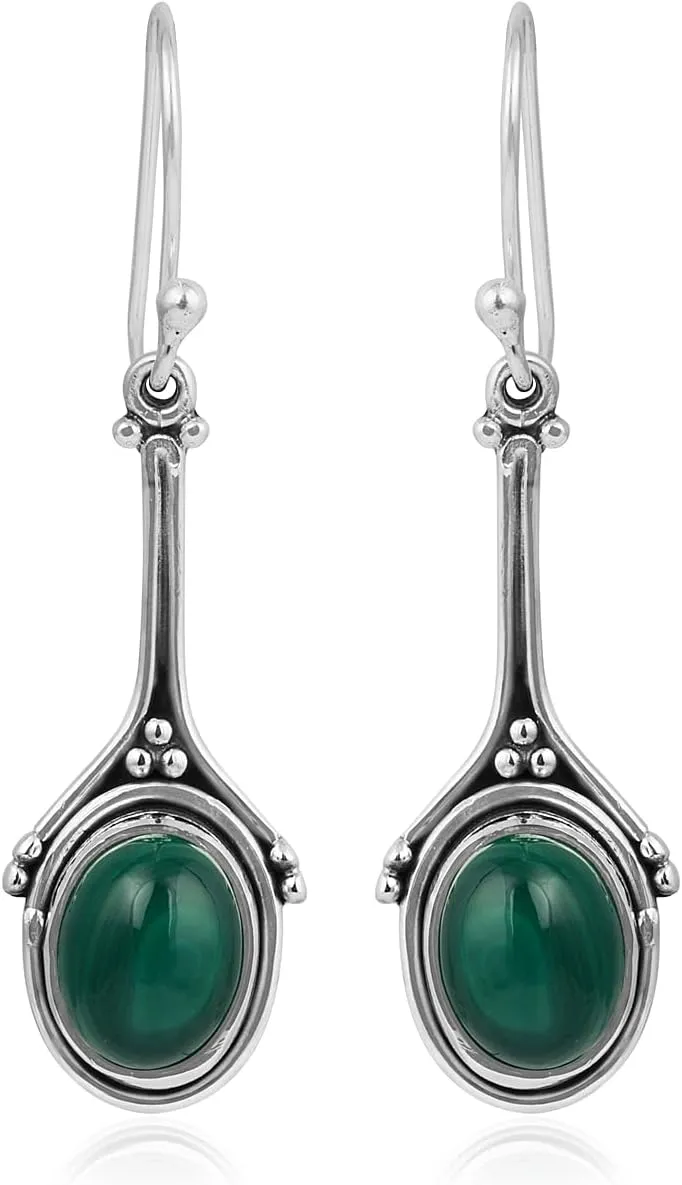 Malachite 925 Sterling Silver Dangle Earrings Gemstone Jewelry