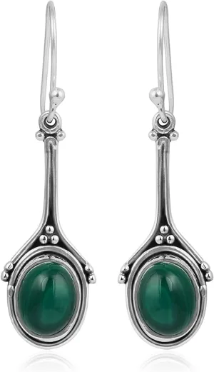 Malachite 925 Sterling Silver Dangle Earrings Gemstone Jewelry