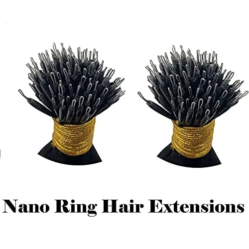 Malaysian Nano Ring Hair Extensions Human Hair Kinky Curly Nano Tip Bead Human Hair Extensions For Women Black and Brown Color (20inch 100strand, 4 Dark Brown)