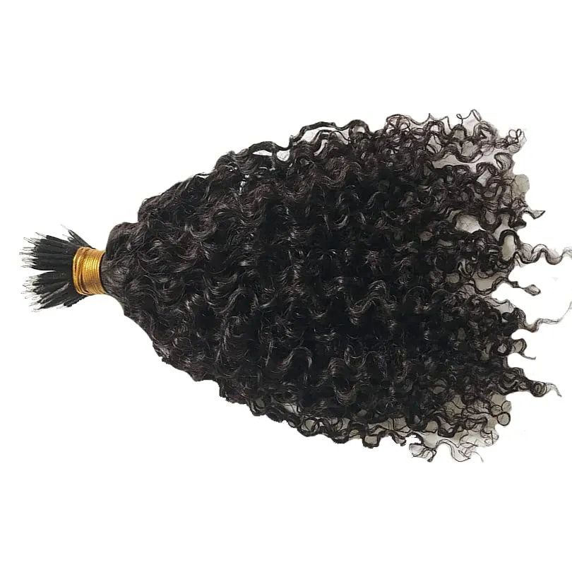 Malaysian Nano Ring Hair Extensions Human Hair Kinky Curly Nano Tip Bead Human Hair Extensions For Women Black and Brown Color (20inch 100strand, 4 Dark Brown)