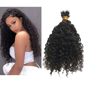 Malaysian Nano Ring Hair Extensions Human Hair Kinky Curly Nano Tip Bead Human Hair Extensions For Women Black and Brown Color (20inch 100strand, 4 Dark Brown)