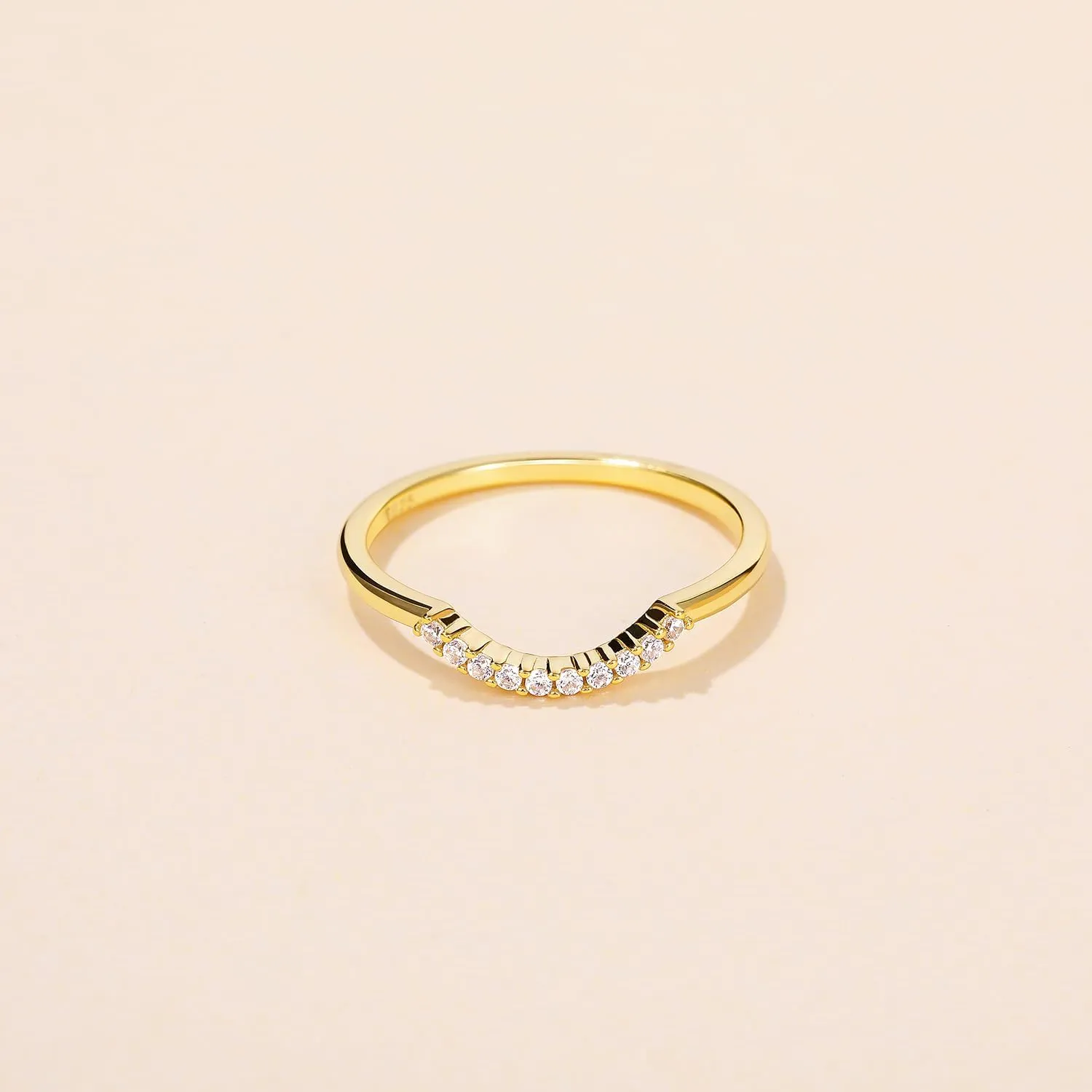 Mameloly 1.5mm 925 Sterling Silver 14K Gold Plated CZ Wedding Bands for Women Dainty Stackable Cubic Zirconia Engagement Rings for Her Size 4-12