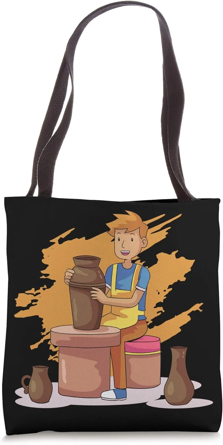 Man Pottery Ceramist Handmade Earthenware Sculpting Gift Tote Bag