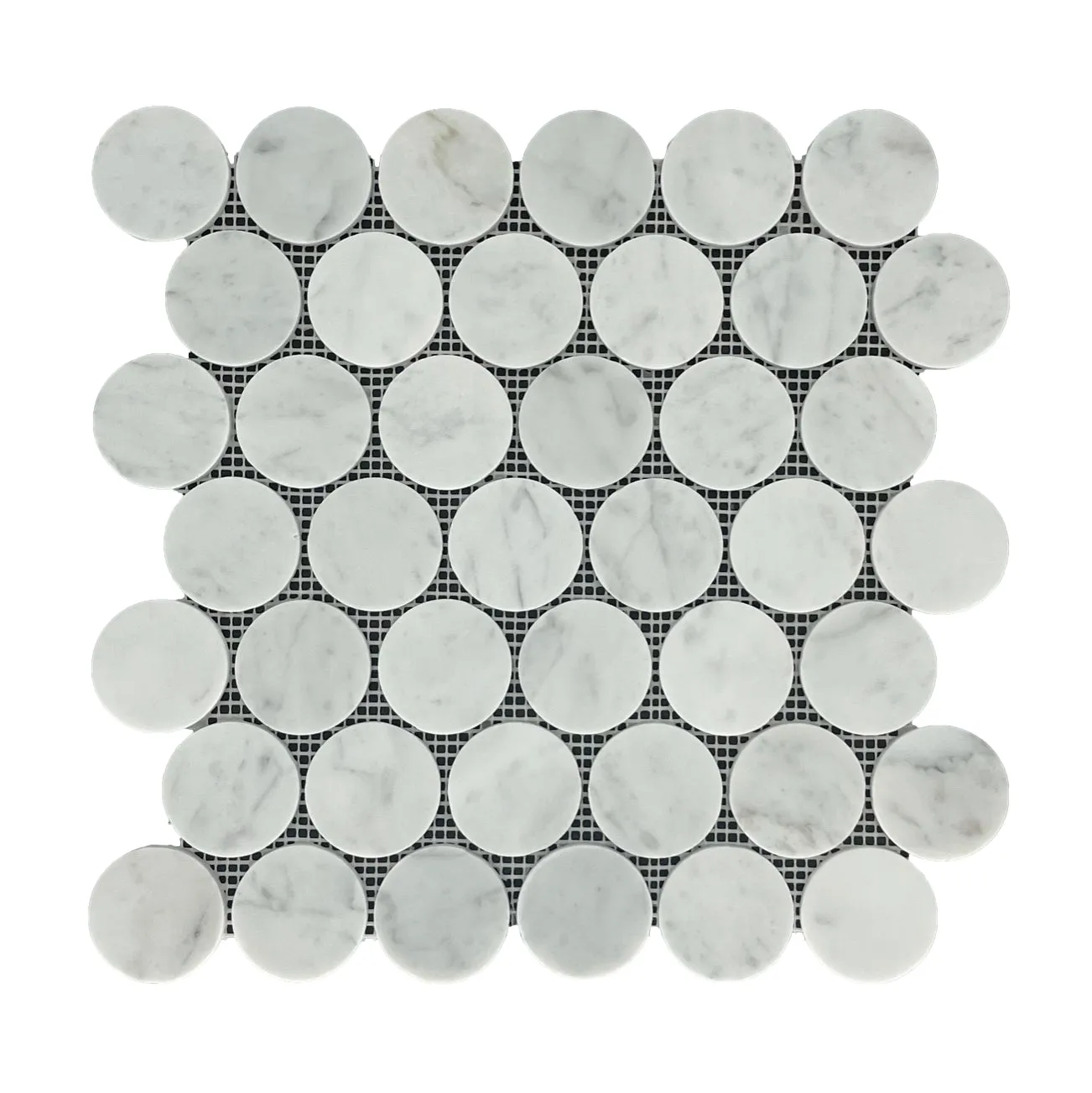 Marble Mosaic - Large Penny Carrara Honed 48mm