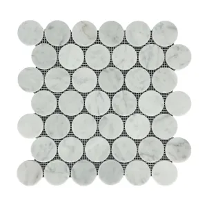 Marble Mosaic - Large Penny Carrara Honed 48mm