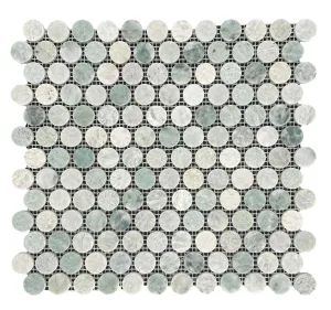 Marble Mosaic - Penny Mint Honed 23mm