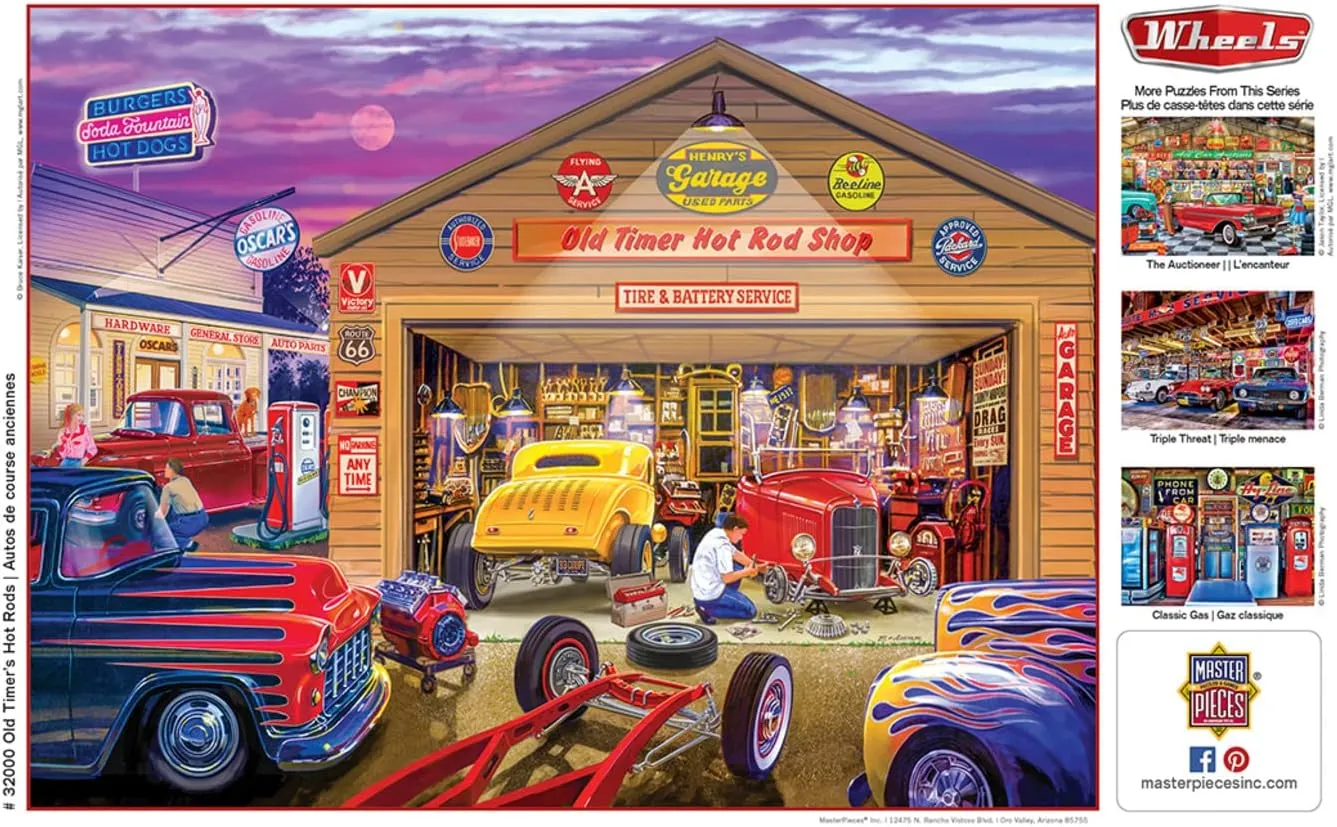 MasterPieces 750 Piece Jigsaw Puzzle for Adults and Family - Old Timer's Hot Rods - 18"x24"