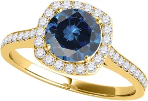 MauliJewels 1.33 Carat Halo Unique Design Blue Diamond Engagement Wedding Ring 4-prong 14k Solid Yellow Gold