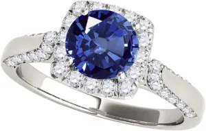 MauliJewels Rings for Women 1.32 Carat Diamond And Sapphire Ring prong 14k White Gold