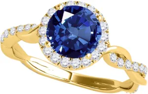 MauliJewels Rings for Women 1.32 Carat Interwine Shank Diamond And Sapphire Ring prong 14k Yellow Gold