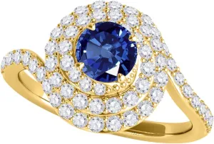 MauliJewels Rings for Women 1.9 Carat Interwined Design Diamond And Sapphire Ring prong 14k Yellow Gold
