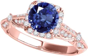 MauliJewels Rings Women 1.21 Carat Diamond And Sapphire Ring prong 14k Rose Gold