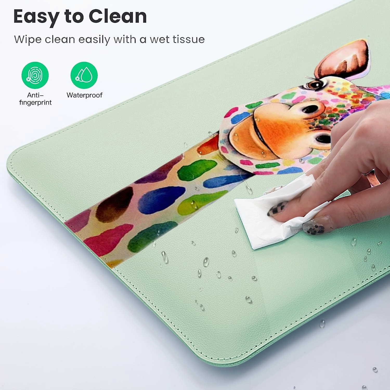 MAYCARI Green Cartoon Giraffe Laptop Sleeve, Compatible with 13-14 Inch Laptops, Shock Resistant, Soft Faux Leather, Mouse Pad Use, Slim Design