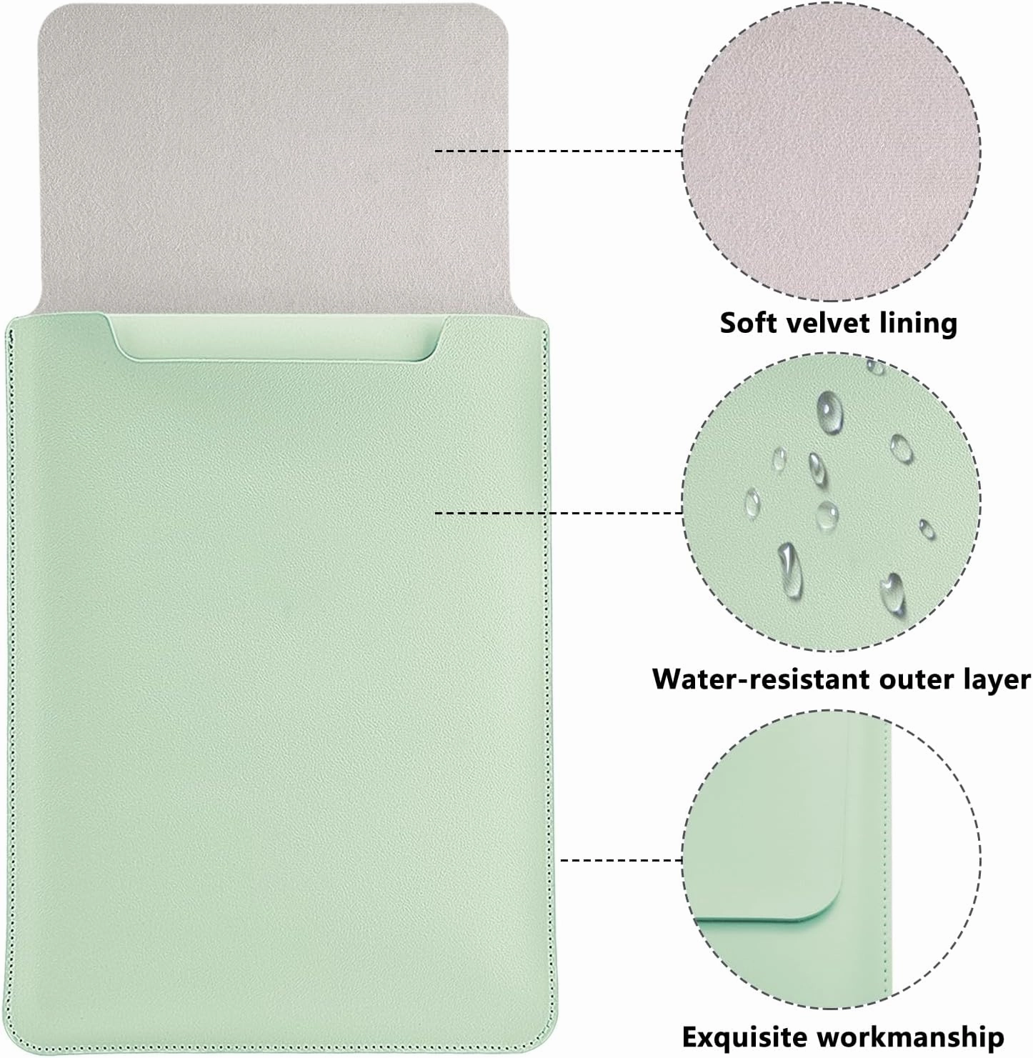 MAYCARI Green Cartoon Giraffe Laptop Sleeve, Compatible with 13-14 Inch Laptops, Shock Resistant, Soft Faux Leather, Mouse Pad Use, Slim Design
