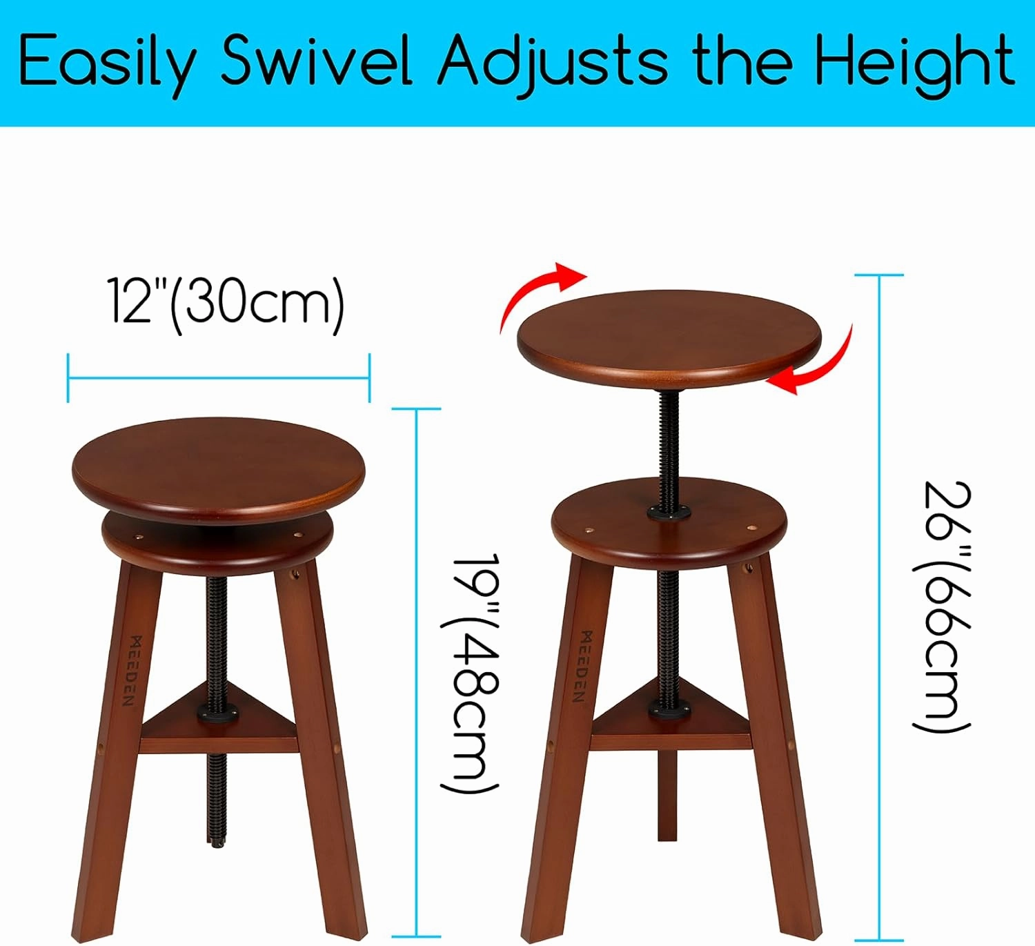 MEEDEN Wooden Drafting Stool with Adjustable Height, Artist Stool,Office Studio Stool, Up to 220 Lbs,German Beech Wood, Perfect for Artists Studio,Home Use,Kitchen,Bars