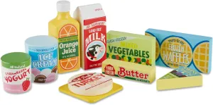 Melissa & Doug Fridge Food Wooden Play Food Set - 9 Pieces Pretend Play Kitchen Accessories, For Kids Kitchen, Wooden Grocery Sets For Kids Ages 3 