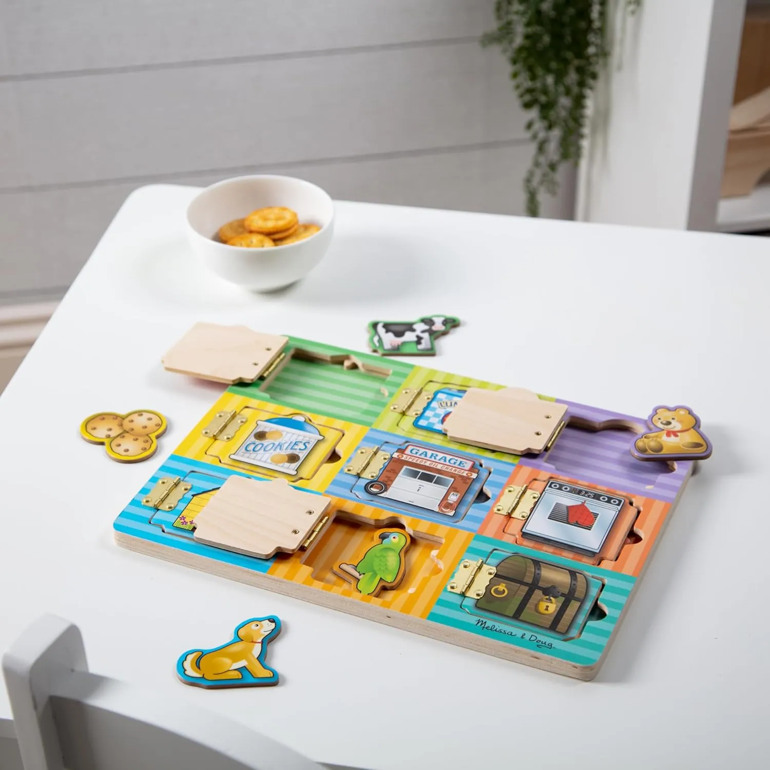 Melissa & Doug Hide and Seek Wooden Activity Board With Wooden Magnets