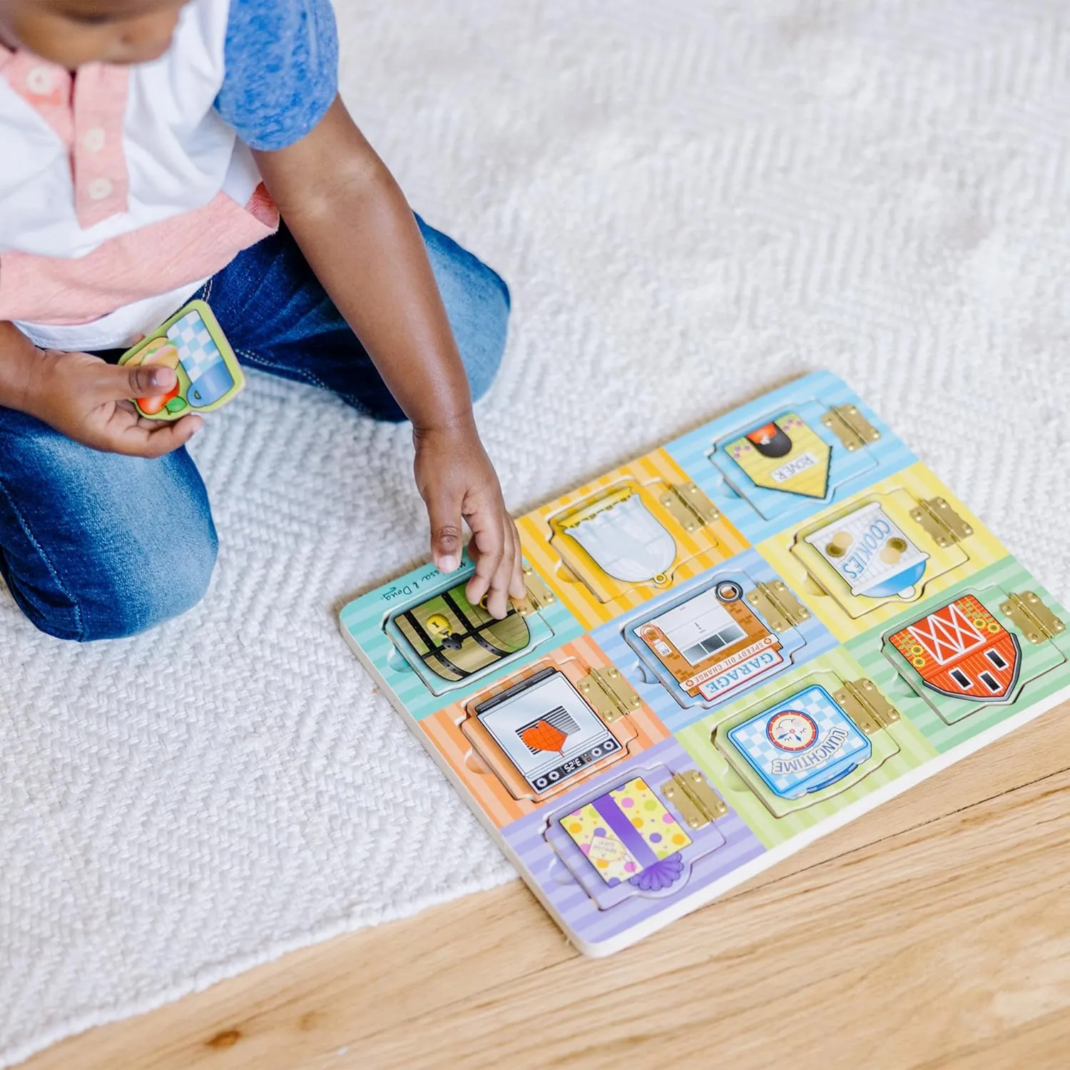 Melissa & Doug Hide and Seek Wooden Activity Board With Wooden Magnets