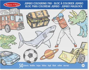 Melissa & Doug Jumbo Colouring Book Blue | Activity Pad | Coloring Book | 3  | Gift for Boy or Girl