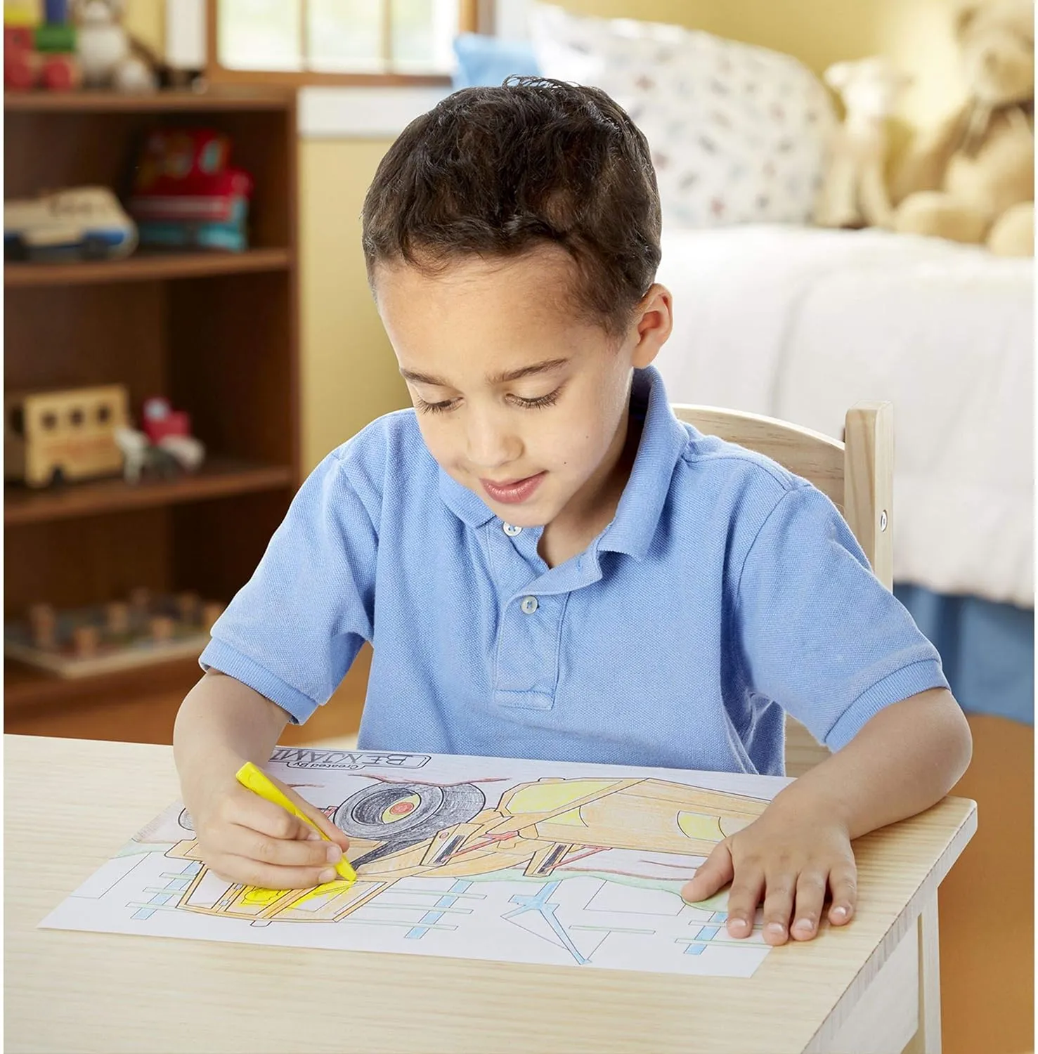 Melissa & Doug Jumbo Colouring Book Blue | Activity Pad | Coloring Book | 3  | Gift for Boy or Girl