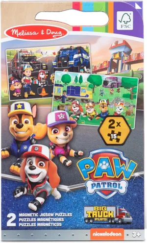 Melissa & Doug PAW Patrol Take-Along Magnetic Jigsaw Puzzles - Big Pup Trucks | Puzzles for Kids | Travel Activity Pad | 3 and Above | Gift for Boys or Girls | FSC-Certified Materials