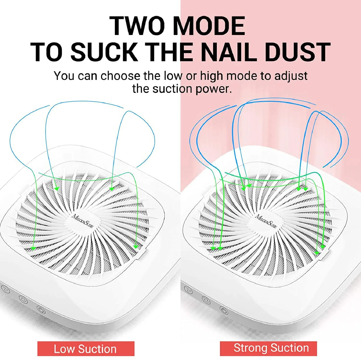 MelodySusie Nail Dust Collector with Reusable Filter, Powerful Vacuum Fan, Low Noise, Nail Salon