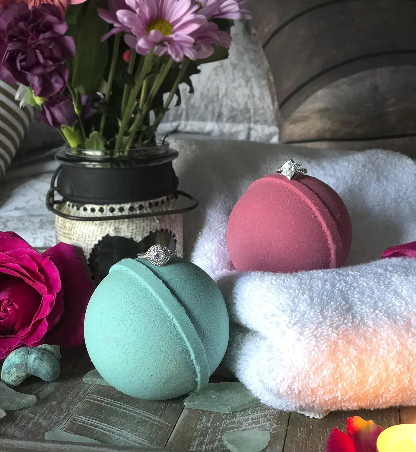 Mermaid Love Potion Bath Bombs Gift Set of 2 with Ring Surprise Inside Each Made in USA