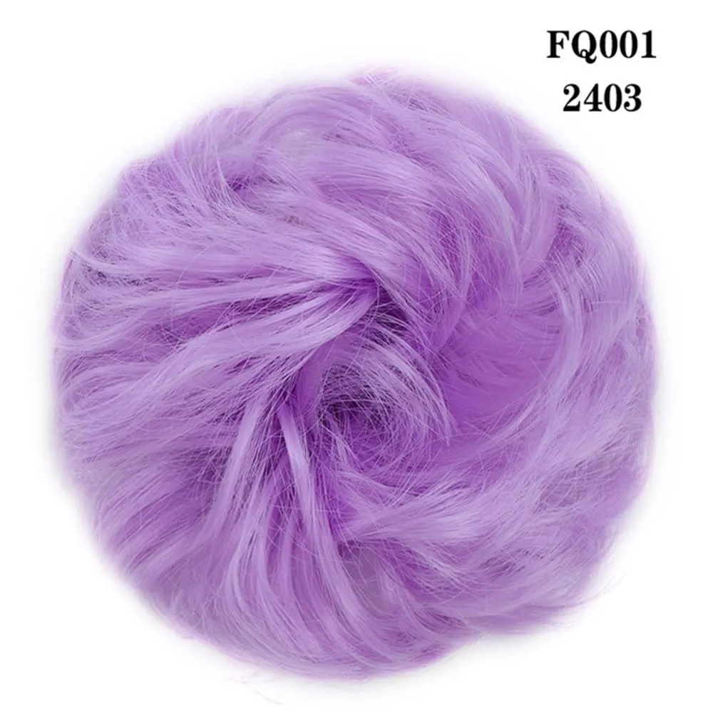 Messy Hair Buns Hair Piece Wig ball head female lazy fluffy realistic simulation hair elastic rubber band flower bud hair accessories Faux Hair Bun(Lilac)