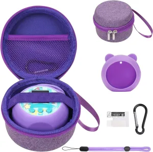 MGZNMTY Carrying Case and Silicone Cover Compatible with Punirunes Virtual Pet Interactive Digital Toy, with Hard Screen Protector (Purple)