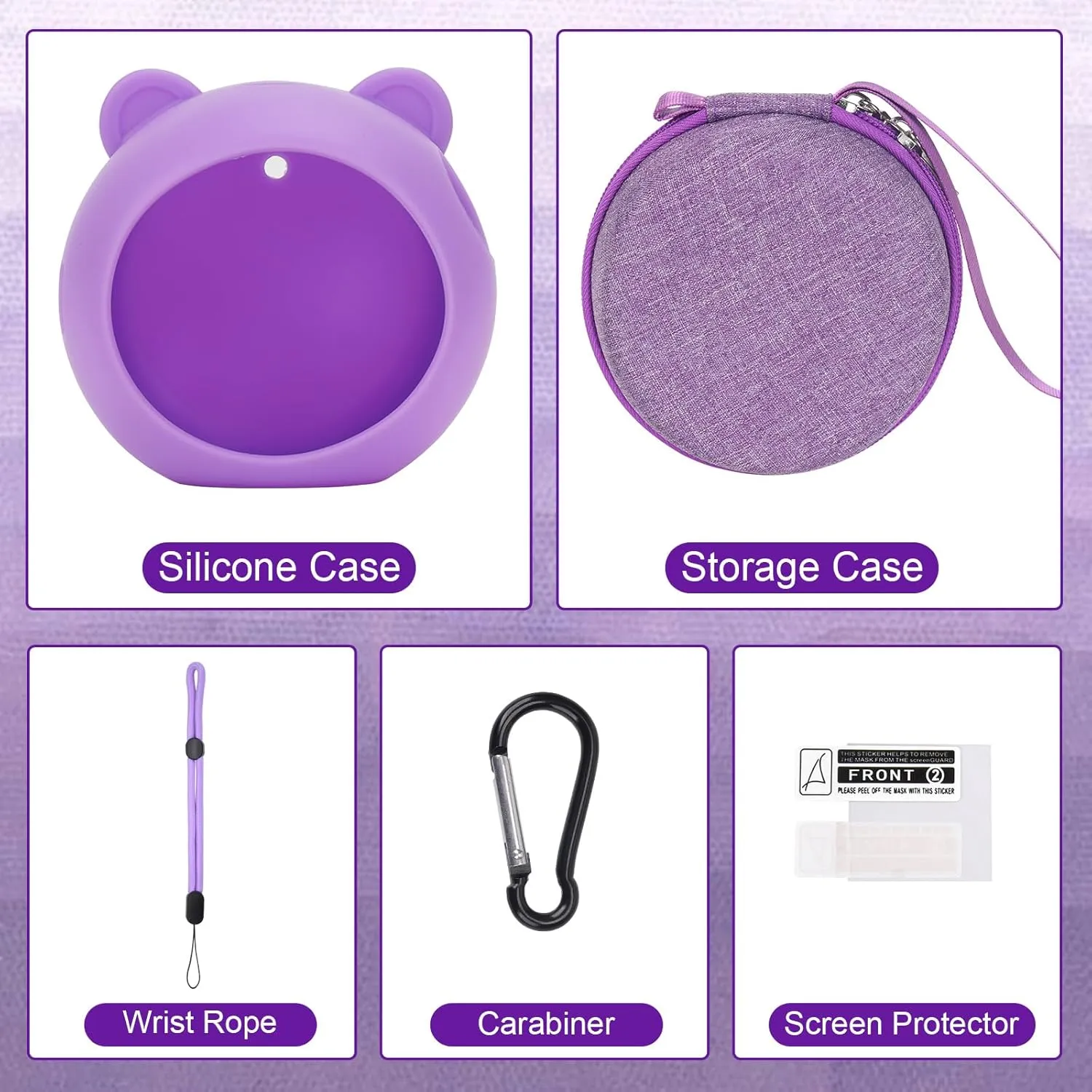 MGZNMTY Carrying Case and Silicone Cover Compatible with Punirunes Virtual Pet Interactive Digital Toy, with Hard Screen Protector (Purple)