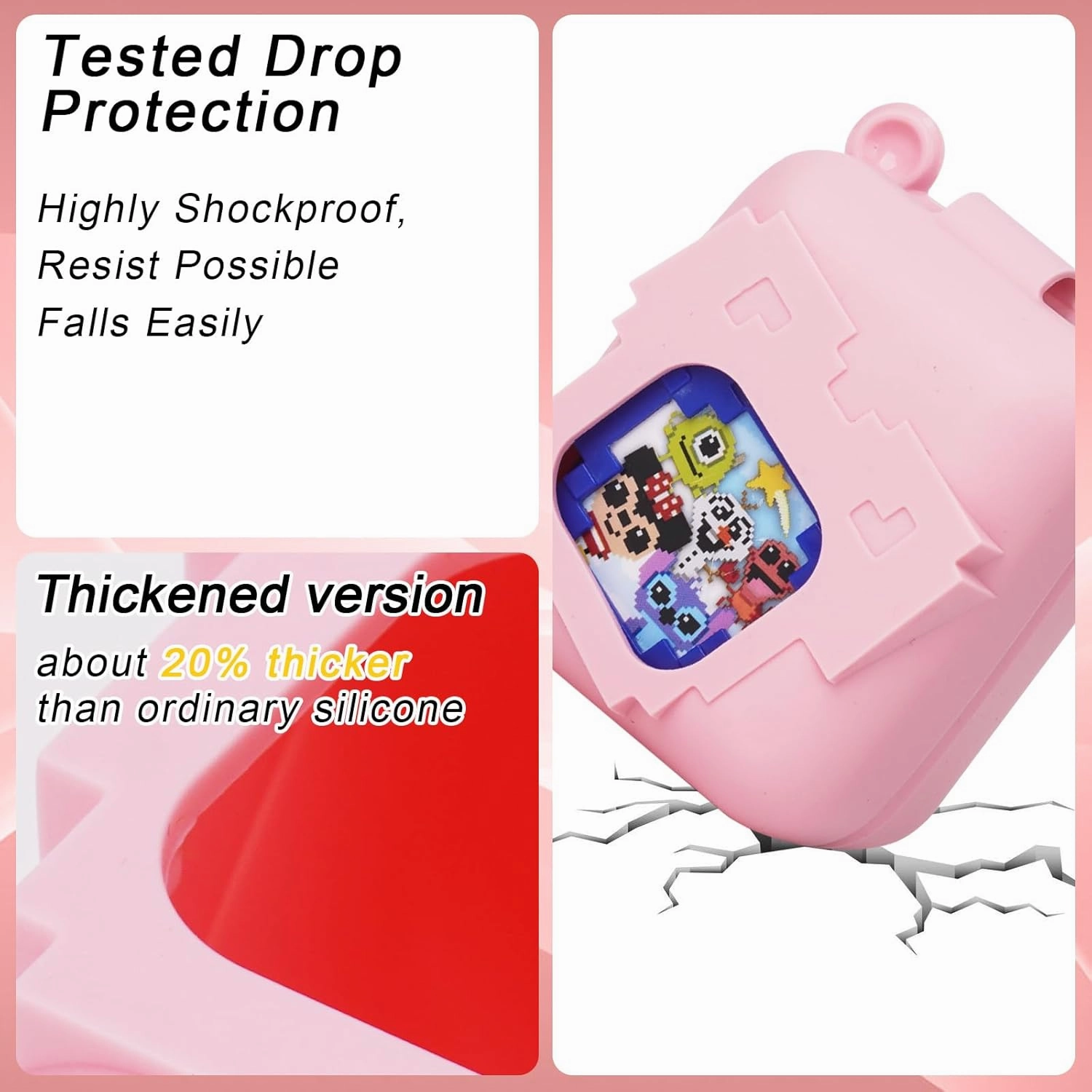 MGZNMTY Silicone Case for Bitzee Disney Interactive Toy Digital Pet and Case, Protective Skin Cover for New Bitsy Electronic Virtual Pet (Pink)