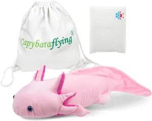 Microwavable Axolotl Stuffed Animal, 30'' Axolotl Weighted Plush Toys, Heatable and Coolable Pad, Microwaveable Plush Pillow Gift for All Ages,Pink…