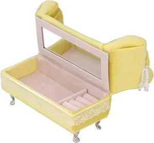 Mini Chair Soft Flannelette Dollhouse Furniture Miniature incl Dollhouse Jewelry Storage Box Cream for Dollhouse Living Room, Dollhouse Sofa Simple Sofa Chair (Chaise Longue(7.1