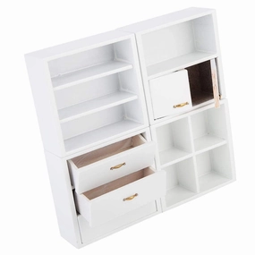Mini Furniture, Wooden Dollhouse Furniture, 1:12 Mini Wood Cabinet Furniture Miniature Dollhouse Furniture Doll House Furniture for Girl House Decor Toys(White)