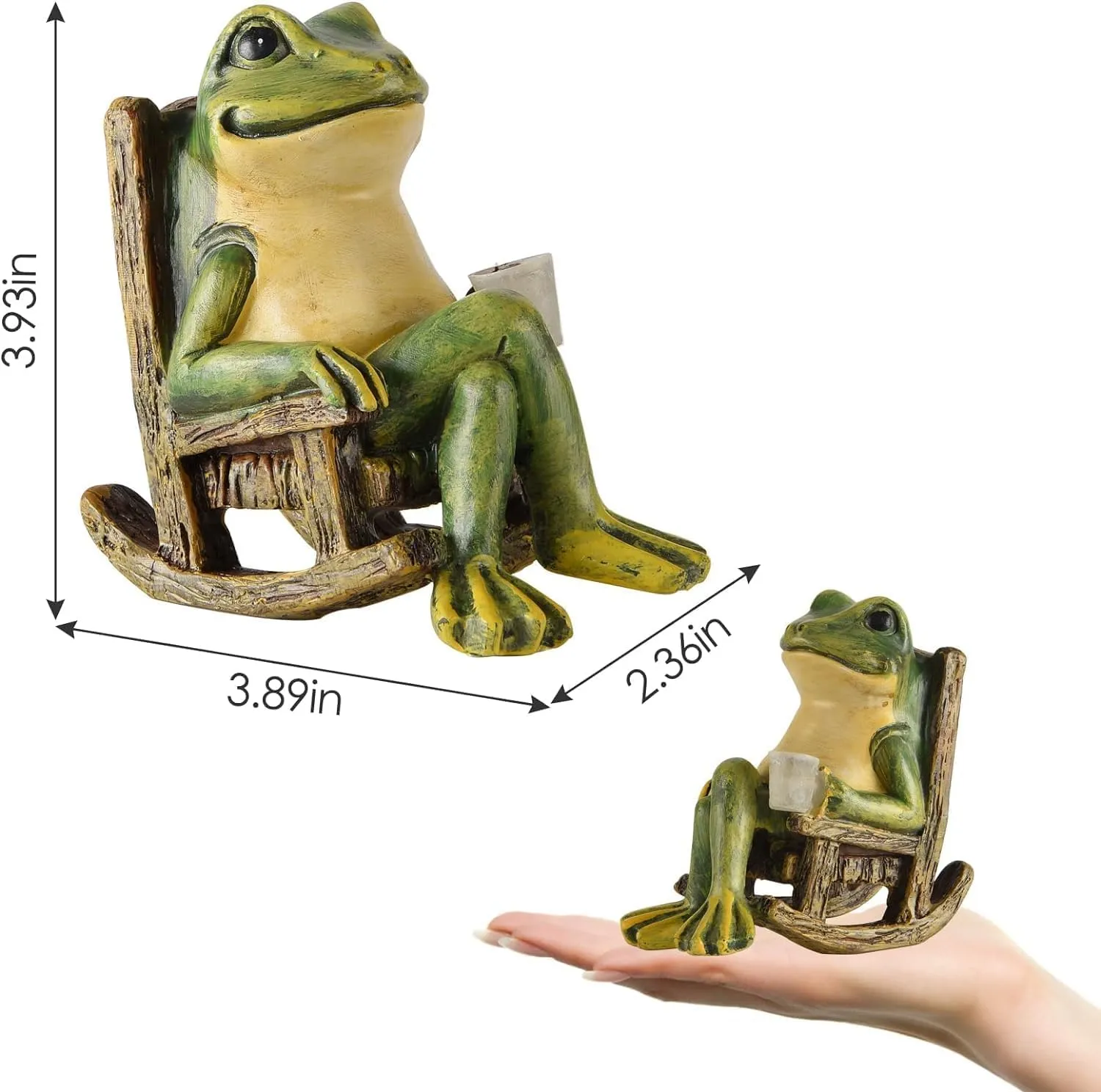 Miniature Frog Garden Statue Mom Dad Gifts Home Decorations Fairy Garden Accessories Outdoor Lights Solar Garden Frog Decor Art Housewarming Gift for Patio,Yard,Lawn Ornament,3.89"x2.36"x3.93