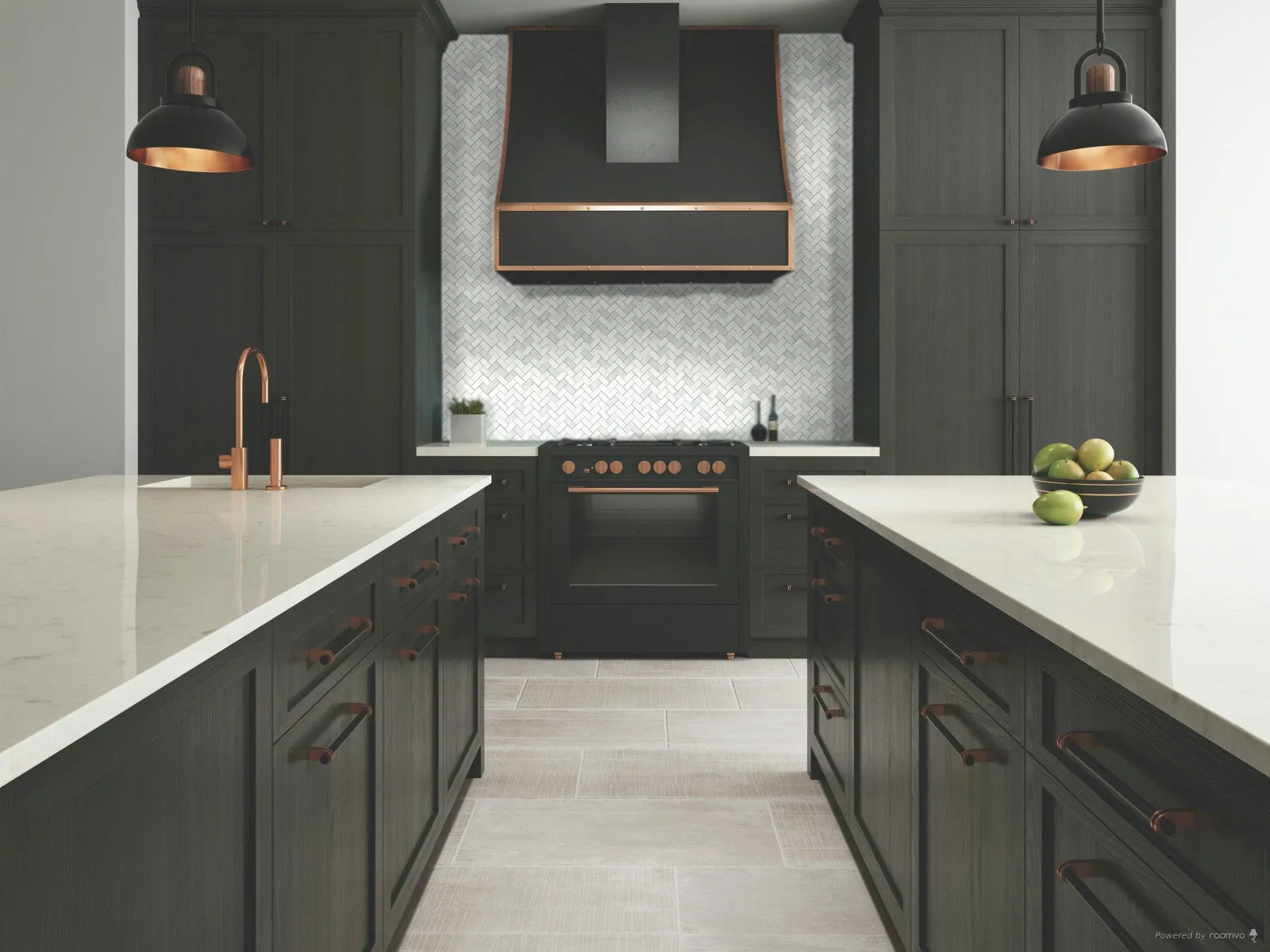 Minute Mosaix Daphne White Herringbone Marble, Limestone Mosaic