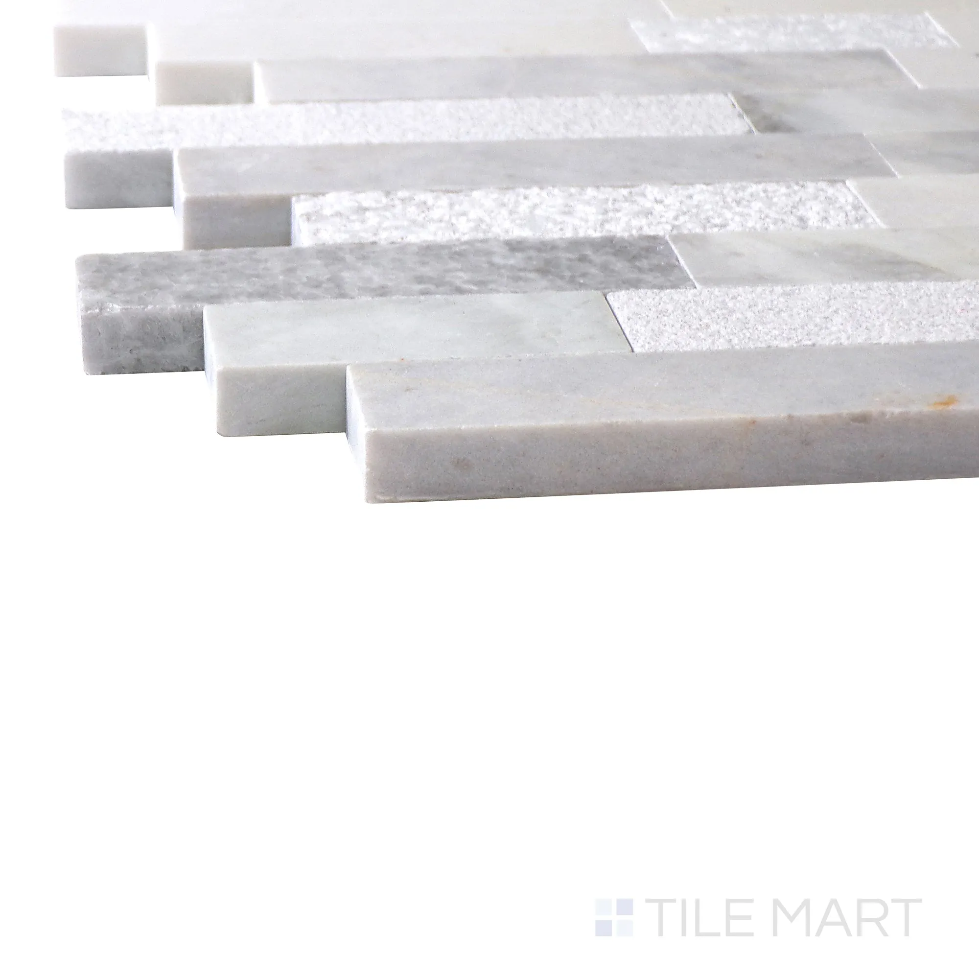 Minute Mosaix Stormy Mist Random Linear Marble, Limestone Mosaic