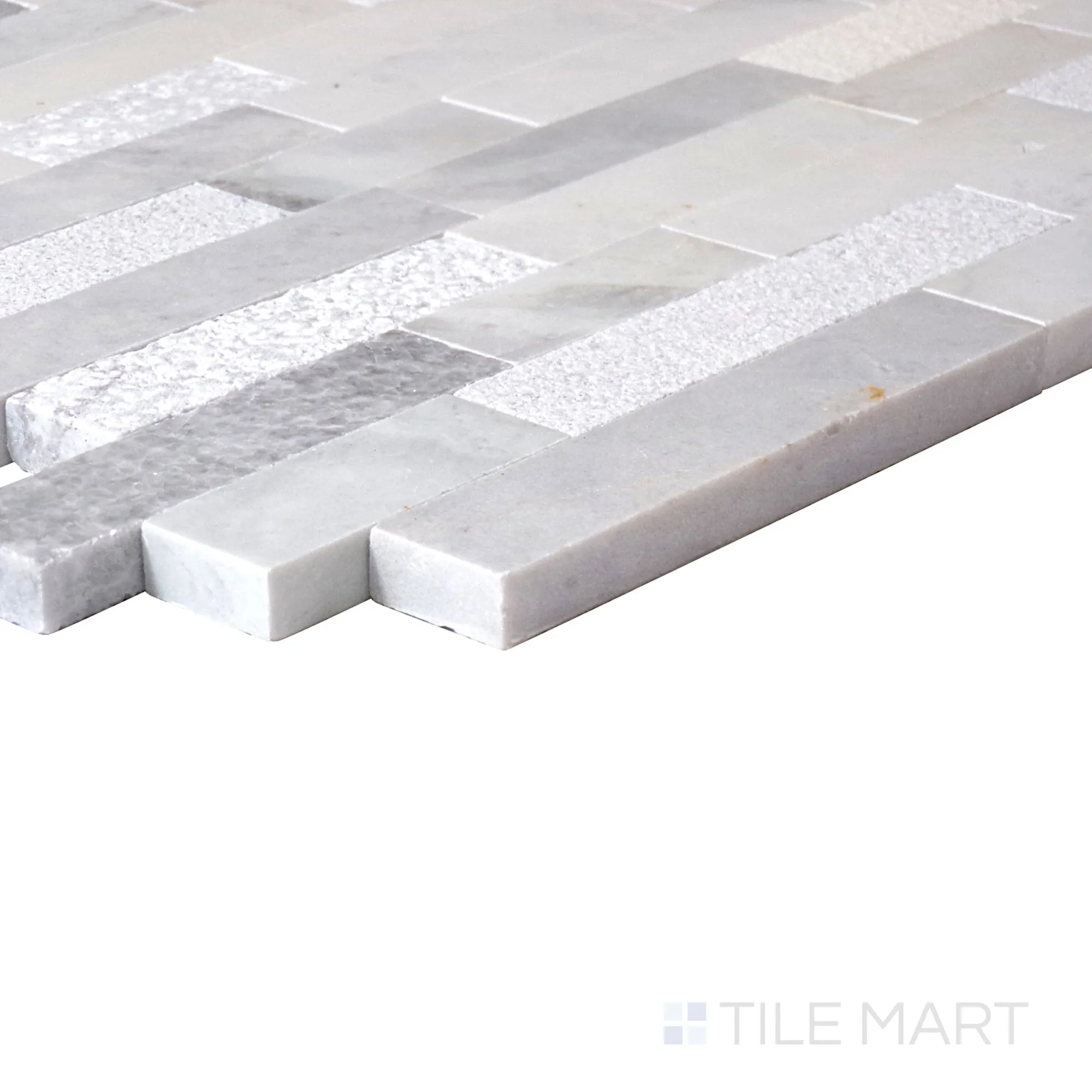Minute Mosaix Stormy Mist Random Linear Marble, Limestone Mosaic