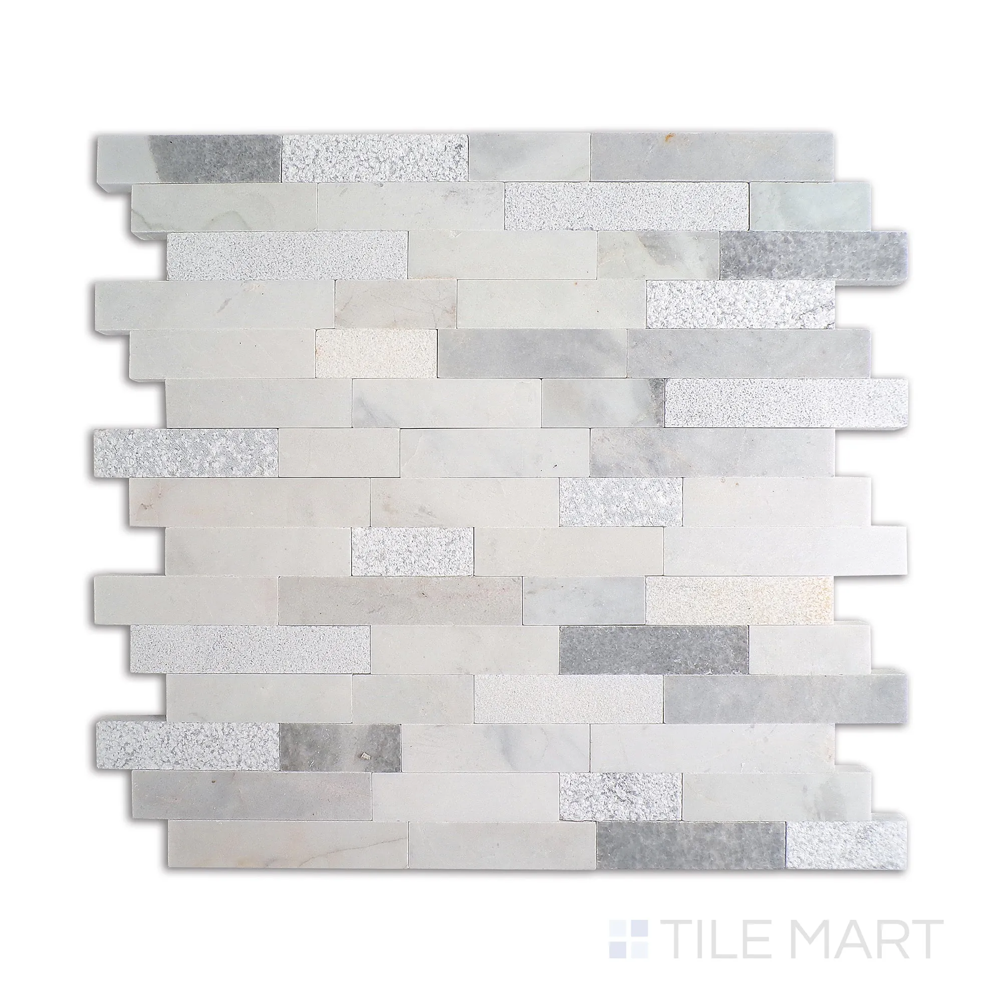 Minute Mosaix Stormy Mist Random Linear Marble, Limestone Mosaic
