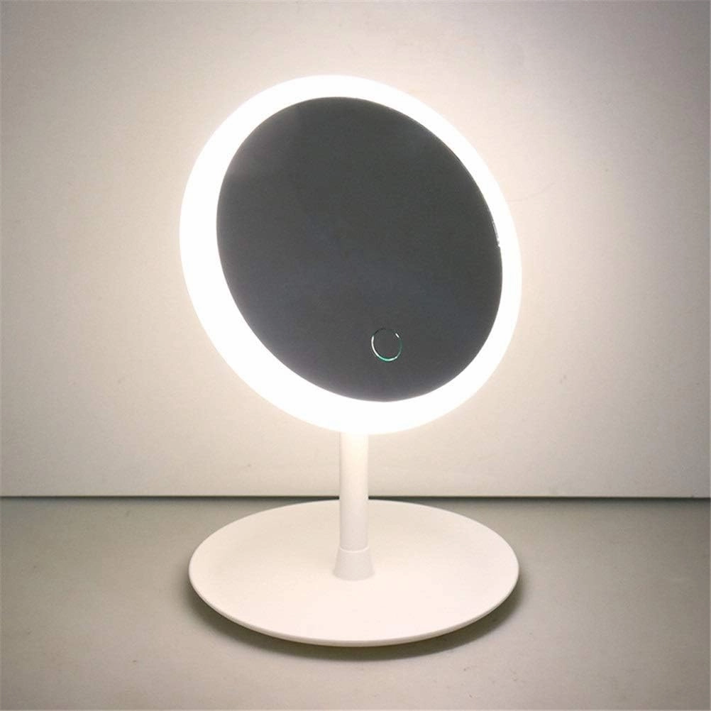 Mirror USB Use Led Makeup Mirror Smart Touch Control Lighted Desk Ring Light Mirror Makeup Vanity Stand Up Led Vanity (Color : White)