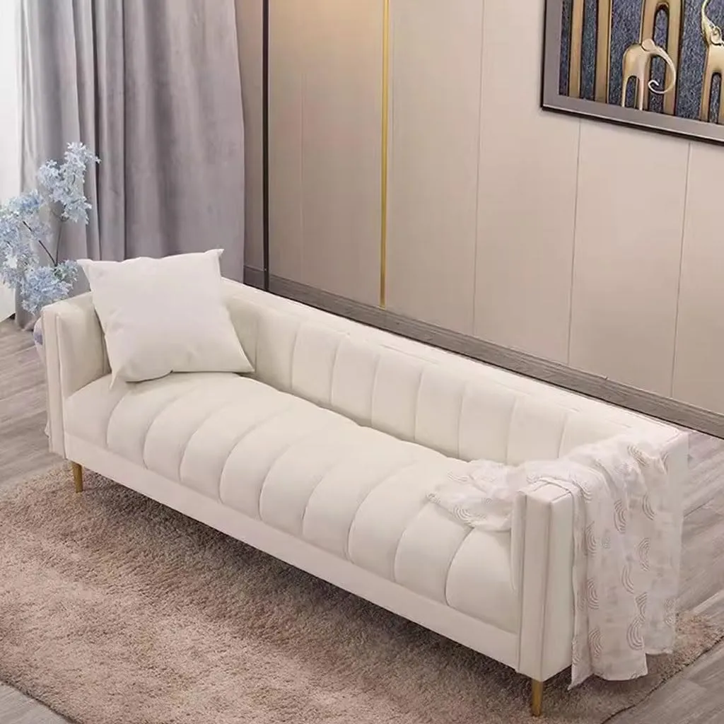 Modern Beige Bench Step Stool for Bedroom Living Room or Vanity Small Sofa Footstool with Diaper Changing Function
