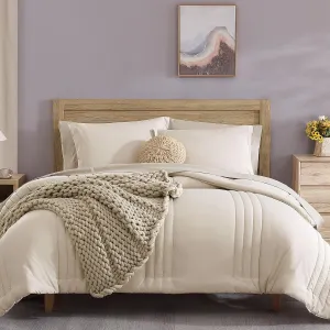 Monbix Full Comforter Set - 7 Pieces Apricot Beige Bed in a Bag Full Size Bedding Sets with Comforters, All Seasons Down Alternative Comforter with Sheets,Pillowcases & Shams