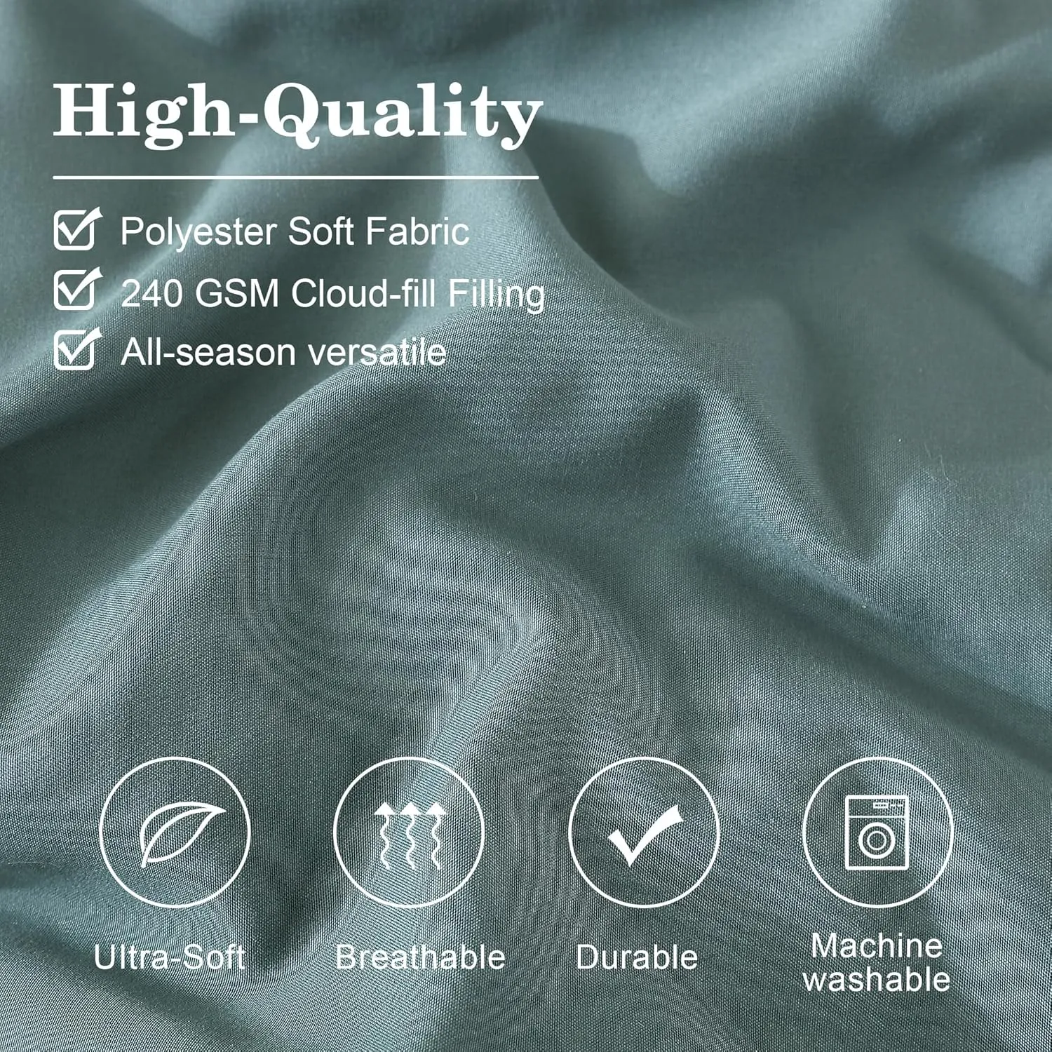 Monbix King Size Comforter Set - 7 Pieces Bed in a Bag King, Dark Green Bedding Sets with Comforter, All Seasons Down Alternative Comforter Bed Set with Sheets, Pillowcases & Shams