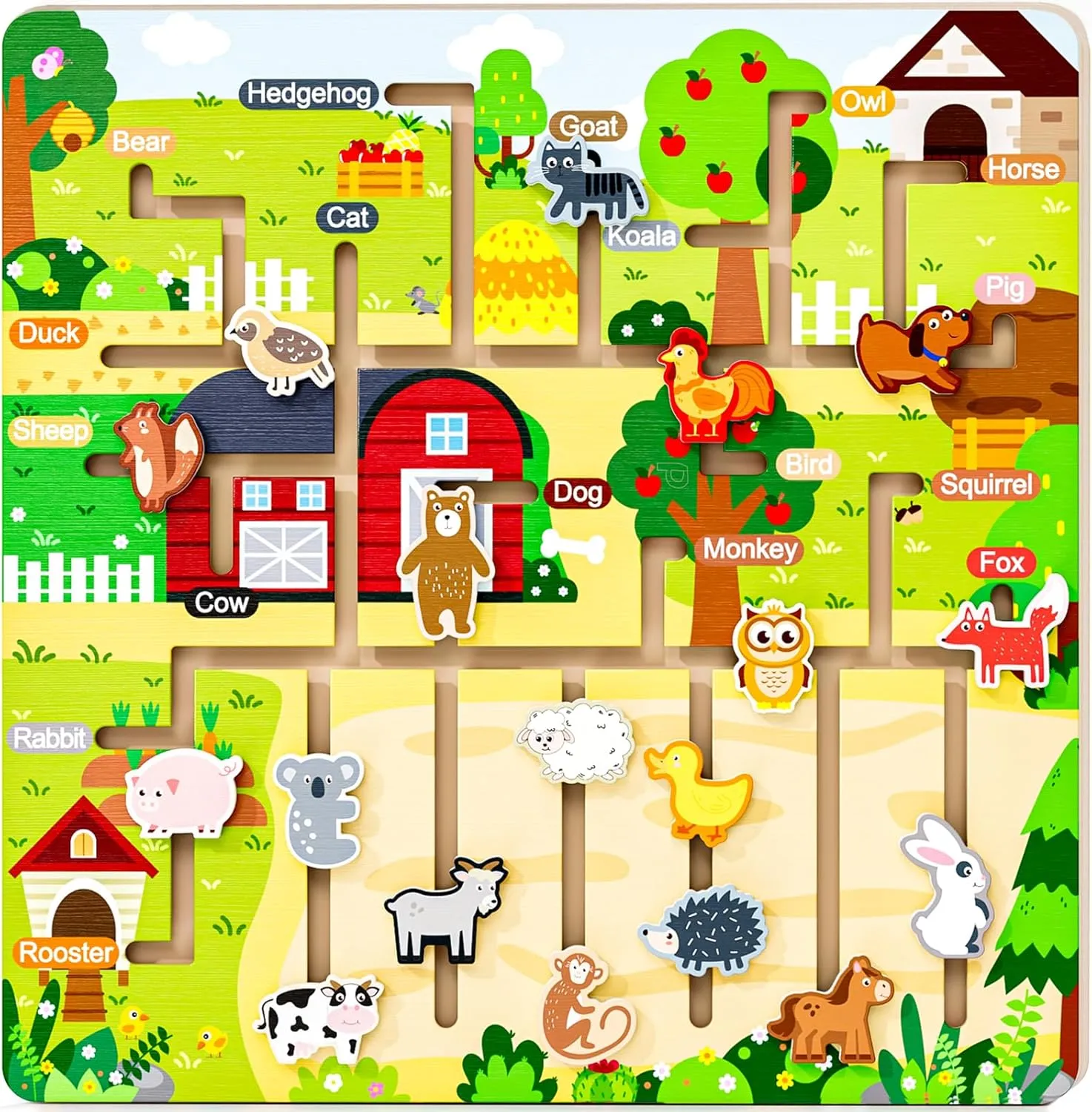 Montessori Wooden Animal Maze,Preschool Educational Learning Activities，Sensory Toys for Autism,Toddler Fine Motor Skills Toys for Ages 3-5