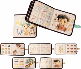 Montessori Busy Book for Toddlers 1-3, Muted Neutral Aesthetic, Interactive Play, Learning Curriculum, 1-3 Year Old Boy Girl Birthday Gift, Travel Fun, Educational Daycare Toy, Visual Cognitive Skills