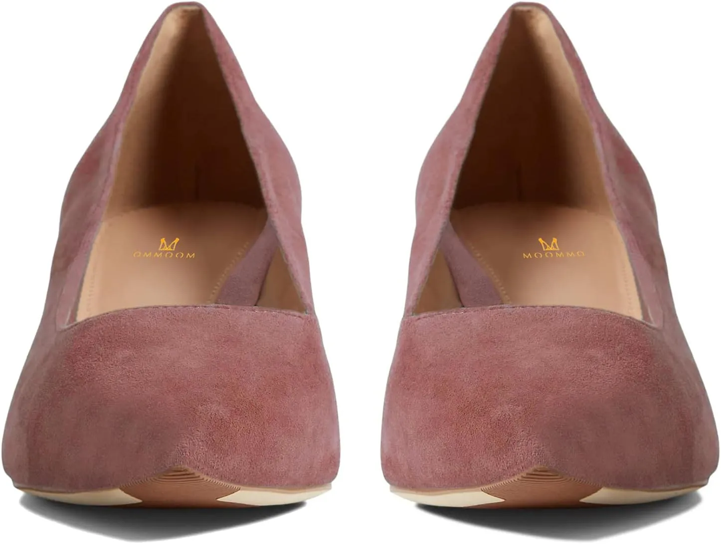 MOOMMO Women Elegant Chunky Block Heels Suede Pumps Pointed Toe Slip On Dress Shoes 2” Stacked Heel Closed Pointy Toe Sandals Ladies Formal Classic Basic Pump Office Work Shoe Wedding Fall 4-11 M US