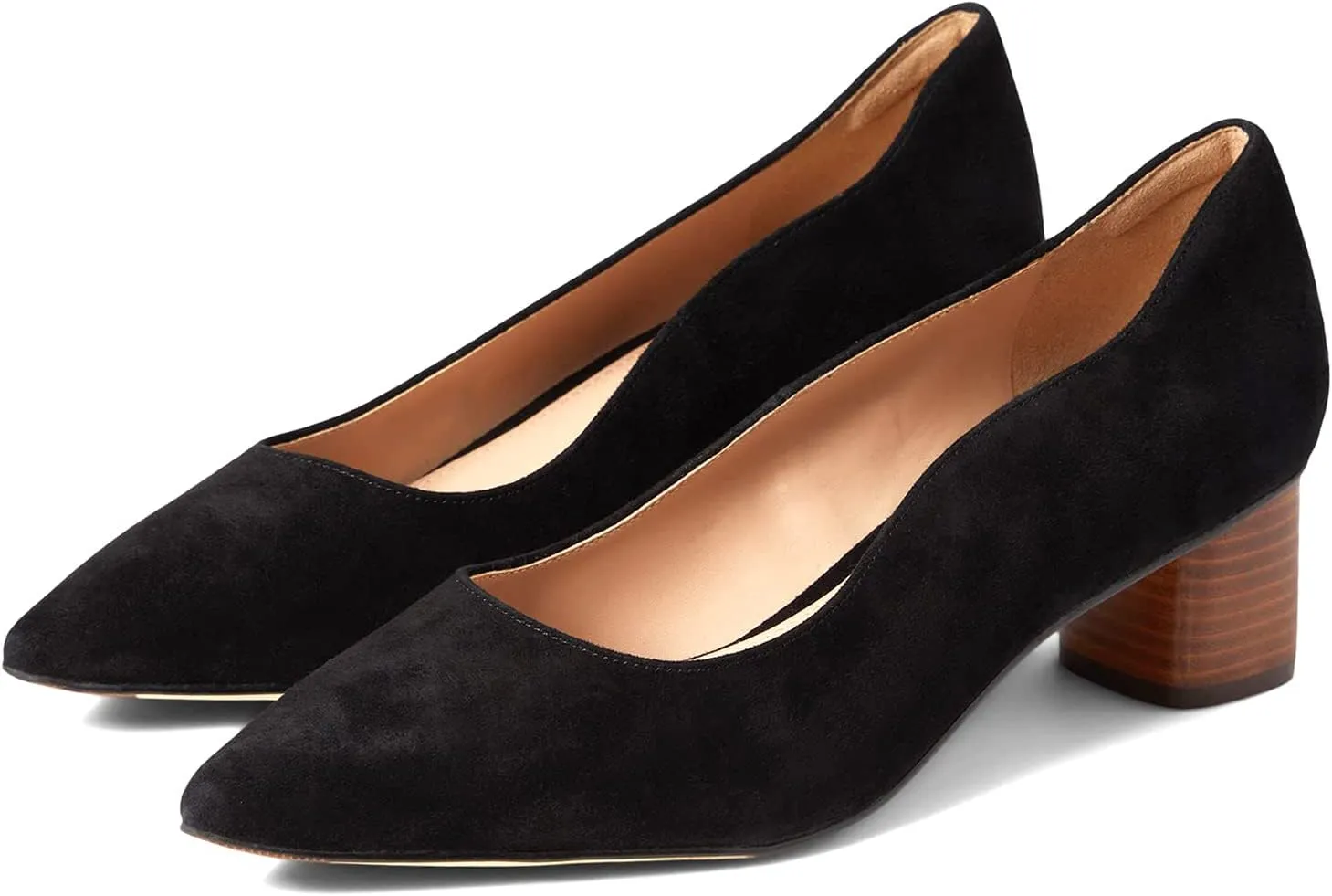 MOOMMO Women Elegant Chunky Block Heels Suede Pumps Pointed Toe Slip On Dress Shoes 2” Stacked Heel Closed Pointy Toe Sandals Ladies Formal Classic Basic Pump Office Work Shoe Wedding Fall 4-11 M US