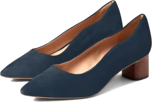 MOOMMO Women Elegant Chunky Block Heels Suede Pumps Pointed Toe Slip On Dress Shoes 2” Stacked Heel Closed Pointy Toe Sandals Ladies Formal Classic Basic Pump Office Work Shoe Wedding Fall 4-11 M US
